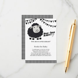 Black Kawaii Little Lamb Baby shower Informatiekaartje