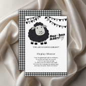 Black Kawaii Little Lamb Baby shower Informatiekaartje