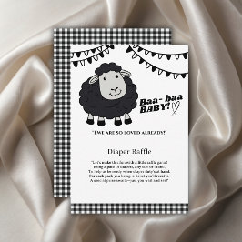 Black Kawaii Little Lamb Baby shower Informatiekaartje