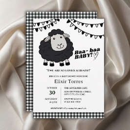 Black Kawaii Little Lamb Baby shower Kaart