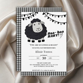 Black Kawaii Little Lamb Baby shower Kaart