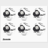 Black Kawaii Little Lamb Baby shower Ronde Sticker (Vel)
