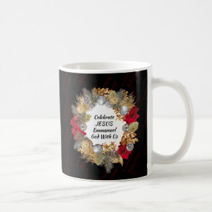 Black Kerstmis Wreath JESUS Monogram Koffiemok