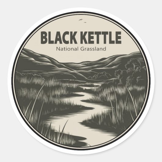 Black Kettle National Grassland Stream Ronde Sticker (Voorkant)