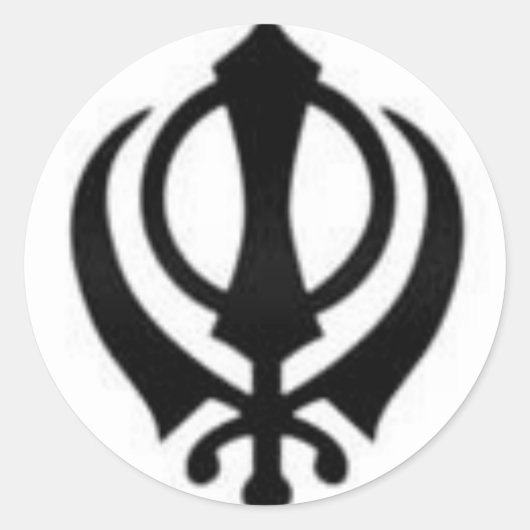 Black Khanda Ronde Sticker (Voorkant)