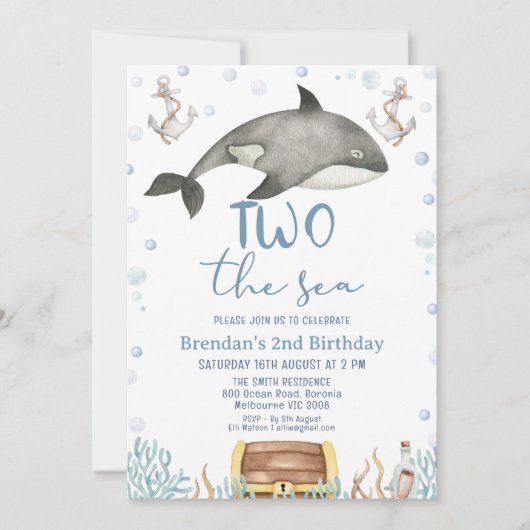 Black killer Whale Two het Zee 2e Verjaardag Kaart (Voorkant)