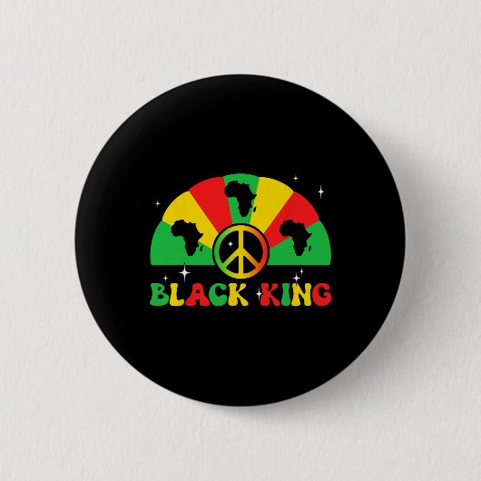 Black King Afro-Amerikaanse Juneteenth 1865 Zwart Ronde Button 5,7 Cm (Voorkant)