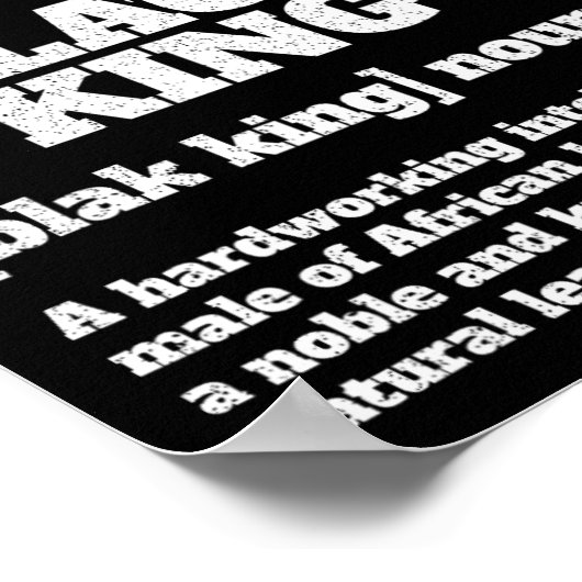 Black King Afro-Amerikaanse trots zwart Poster (Hoek)