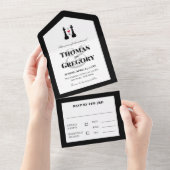 Black King Chess Pineersels Gay Wedding All In One Uitnodiging (Afscheurbaar)