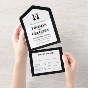 Black King Chess Pineersels Gay Wedding All In One Uitnodiging