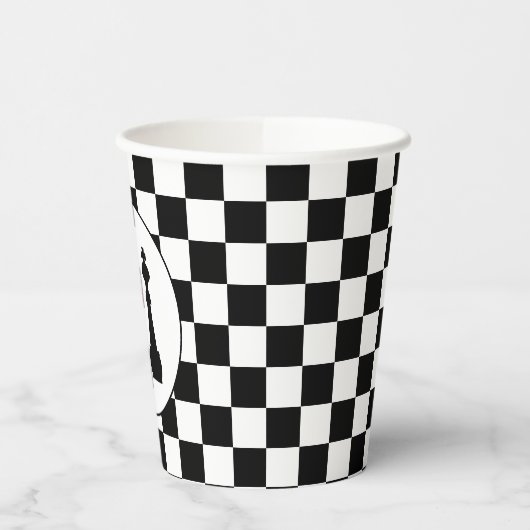 Black King Chess Pineersels Gay Wedding Monogram Papieren Bekers (Links)