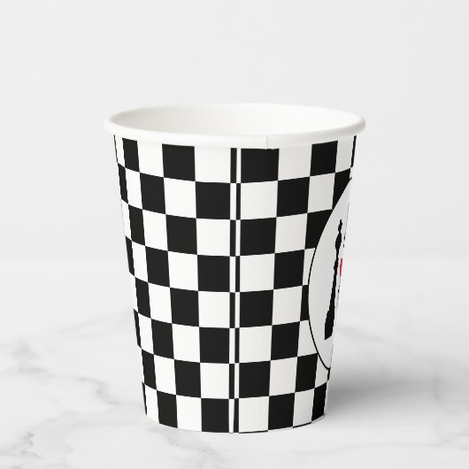 Black King Chess Pineersels Gay Wedding Monogram Papieren Bekers (Rechts)