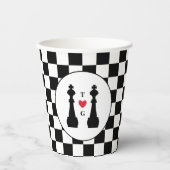 Black King Chess Pineersels Gay Wedding Monogram Papieren Bekers (Voorkant)