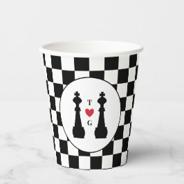 Black King Chess Pineersels Gay Wedding Monogram Papieren Bekers