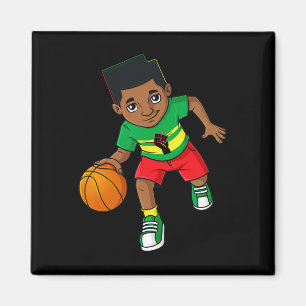 Black King Dribbelen Een Bysketbyll Brown Skin Boy Magneet