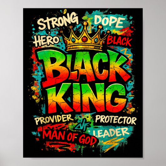 Black King Man Of God Strong Leader Melanin Black  Poster (Voorkant)