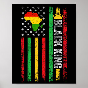Black King Melanin Afro-Amerikaanse vlag Black His Poster