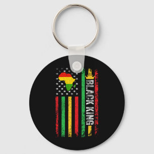 Black King Melanin Afro-Amerikaanse vlag Black His Sleutelhanger