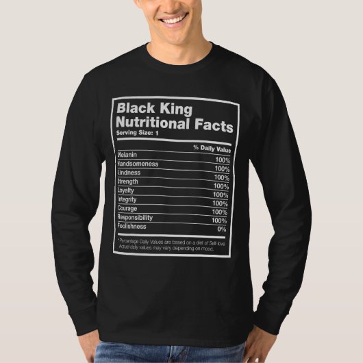 Black King Nutritional Facts Black History Maand M T-shirt (Voorkant)