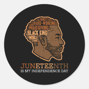 Black King Onafhankelijkheidsdag Melanine Papa Man Ronde Sticker