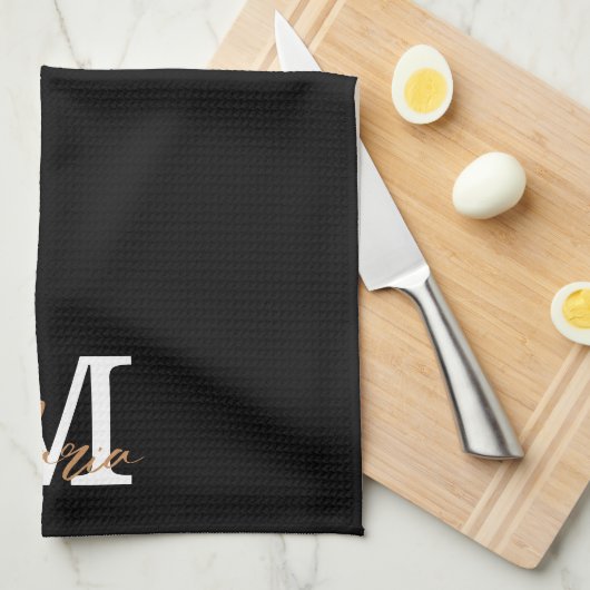 Black Kitchen Hand Towel Theedoek (Quarter Fold)