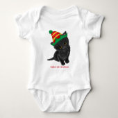 Black kitten baby's 1 e Xmas gepersonaliseerde lij Romper (Voorkant)