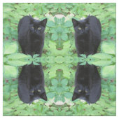 Black Kitten Cat in tuin Stof (Swatch)