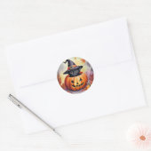 Black Kitten Halloween pompoen heks Pet Ronde Sticker (Envelop)