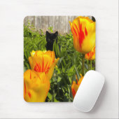 Black Kitten in de Tulip Garden Mousepad Muismat (Met muis)