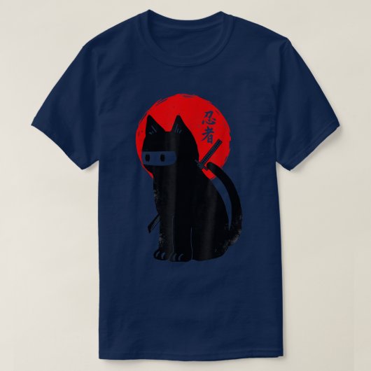 Black Kitten Ninja Cat Kat Japans Samurai Cat T-shirt (Design voorkant)