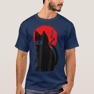Black Kitten Ninja Cat Kat Japans Samurai Cat T-shirt
