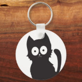 Black Kitten Silhouette op witte achtergrond Sleutelhanger (Voorkant)