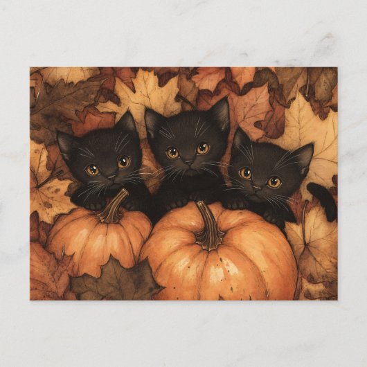 Black Kitten Trio Illustration Briefkaart (Voorkant)