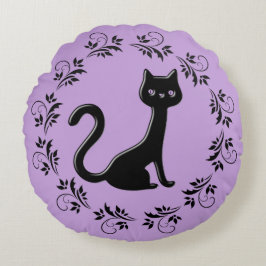 Black Kittens Cartoon 12 Rond Kussen