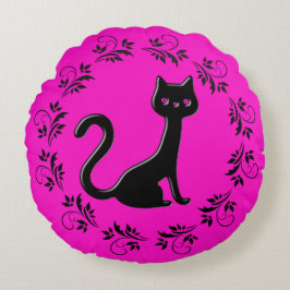 Black Kittens Cartoon 2 Rond Kussen