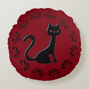 Black Kittens Cartoon 6 Rond Kussen