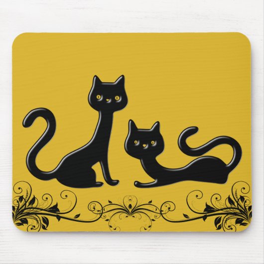 Black Kittens Cartoon II Mousepad Muismat (Voorkant)