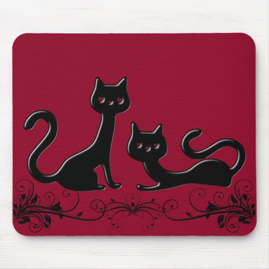 Black Kittens Cartoon VII Mousepad Muismat (Voorkant)