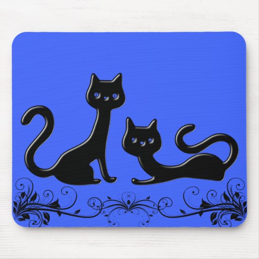 Black Kittens Cartoon VIII Mousepad Muismat (Voorkant)