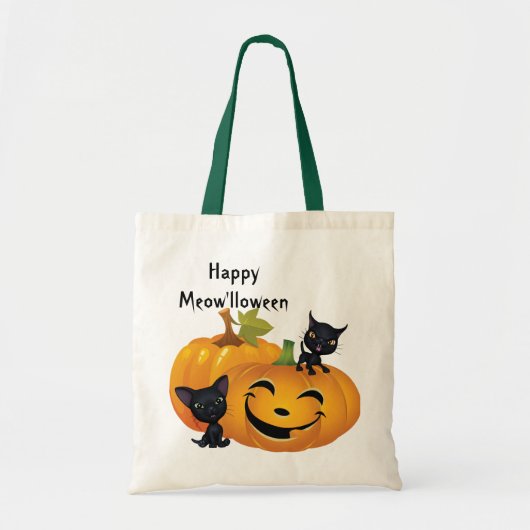 Black Kittens Pumpkin Halloween Bag Tote Bag (Voorkant)