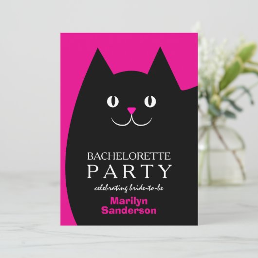 Black Kitty Cat Bachelorette Kaart (Staand voorkant)