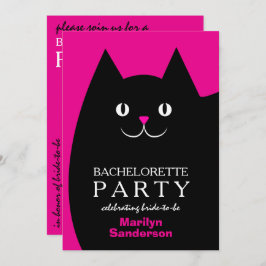 Black Kitty Cat Bachelorette Kaart