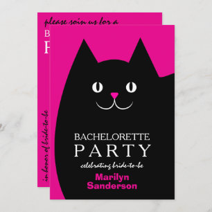 Black Kitty Cat Bachelorette Kaart