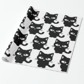 Black Kitty Cat Cute Halloween Cadeaupapier (Uitgerold)