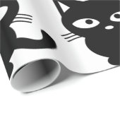 Black Kitty Cat Cute Halloween Cadeaupapier (Rol Hoek)