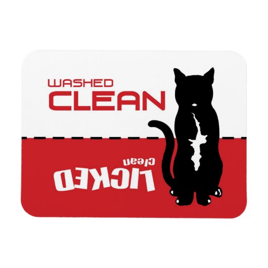 Black Kitty Cat Dishwasmachine Magnet - Verbruikte Magneet (Horizontaal)
