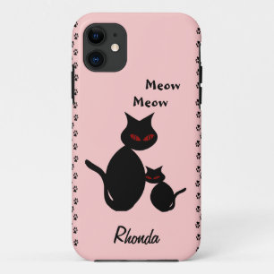 Black Kitty Cat Family Persoonlijk Case-Mate iPhone Case