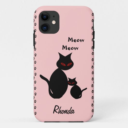 Black Kitty Cat Family Persoonlijk Case-Mate iPhone Case (Achterkant)