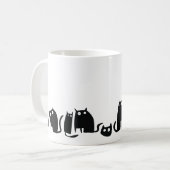 Black Kitty Cat Fun Koffiemok (Voorkant links)