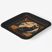 Black Kitty Cat Halloween Papieren Bordje (Gebogen)